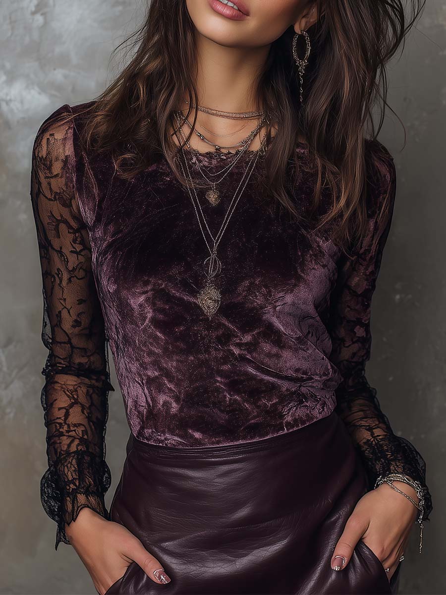 Willa London™ | Midnight Velvet Lace Top
