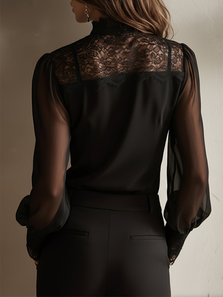 Willa London™ | Timeless Lace Chiffon Blouse