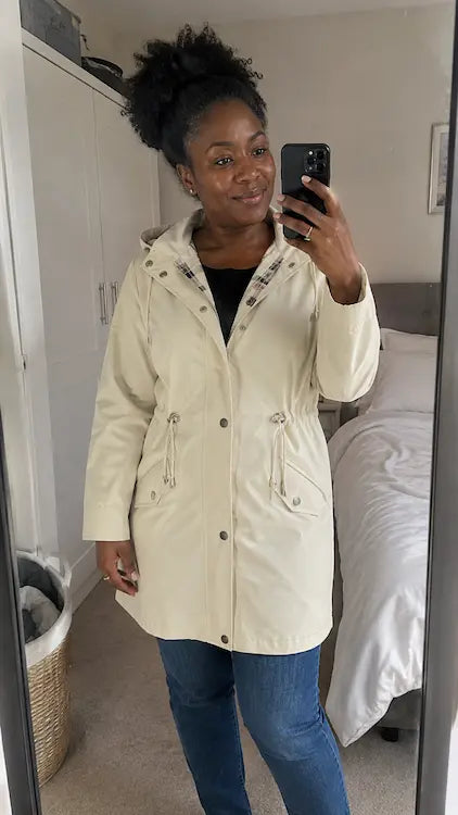 London Drawstring Parka – customer bedroom mirror