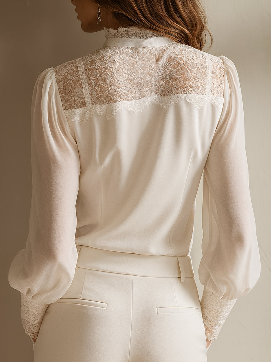 Willa London™ | Timeless Lace Chiffon Blouse