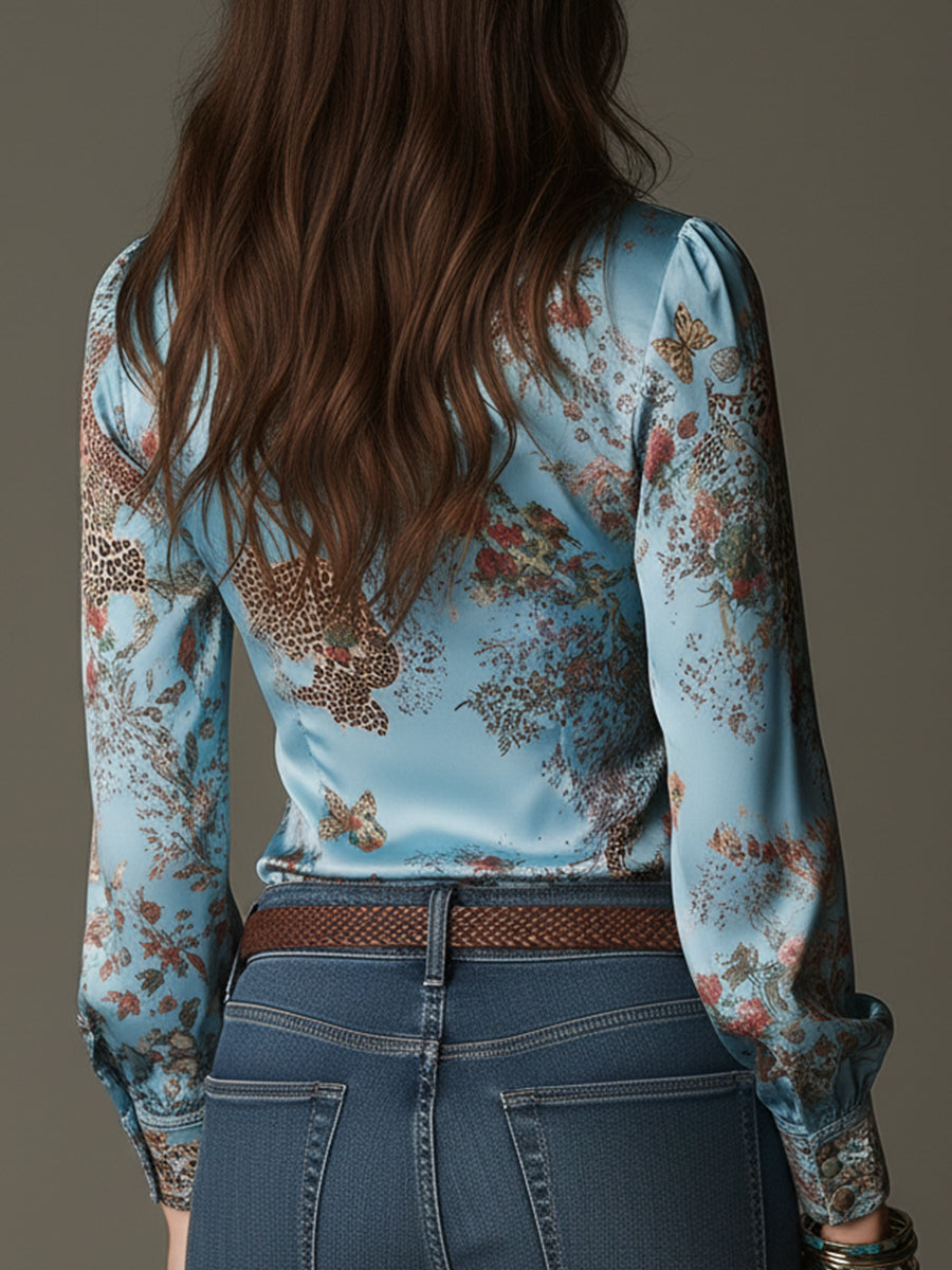 Willa London™ | Luxe Leopard Satin Blouse