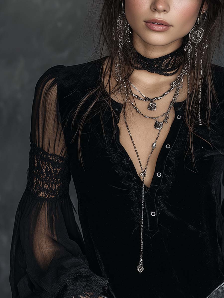 Willa London™ | Vintage Velvet Elegance Blouse