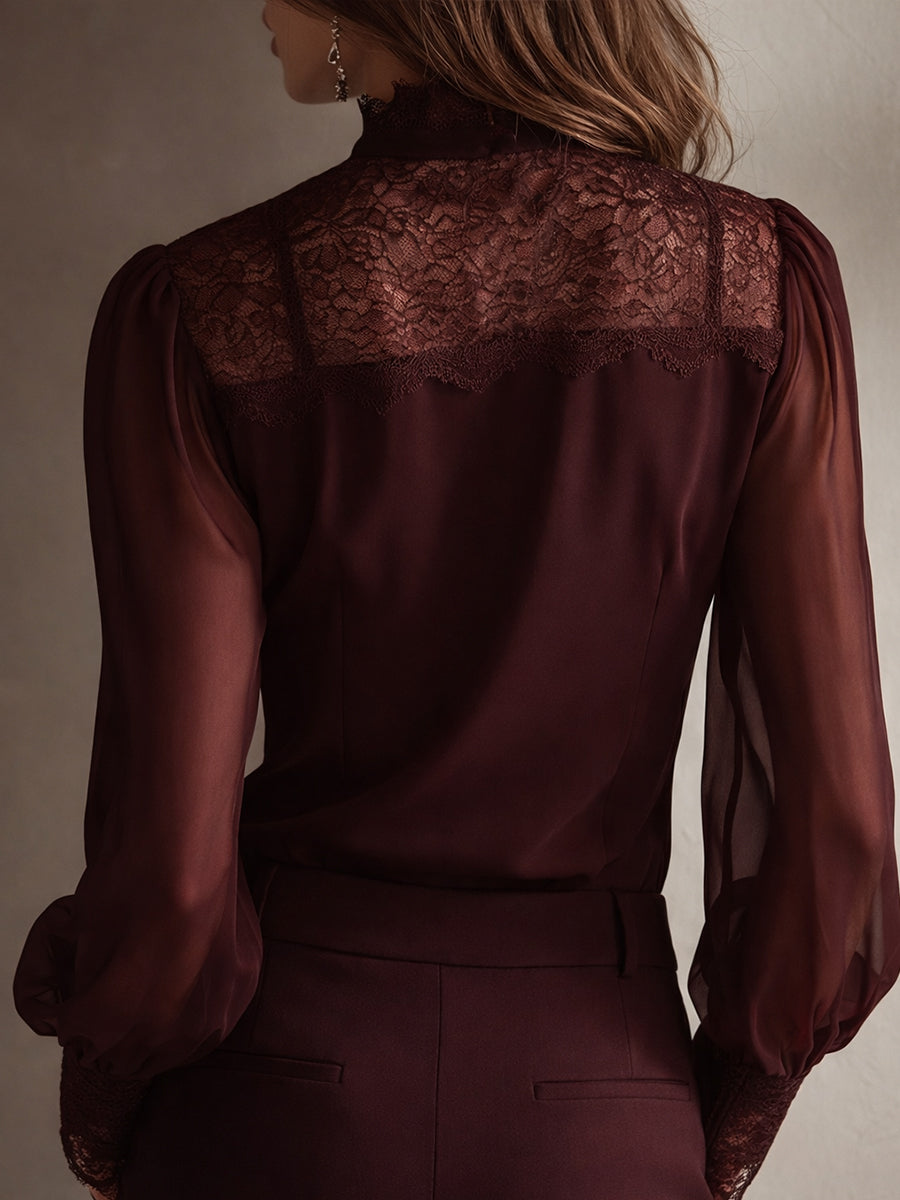 Willa London™ | Timeless Lace Chiffon Blouse