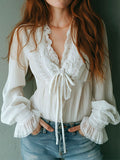 Willa London™ | Ethereal Lace Tie Blouse