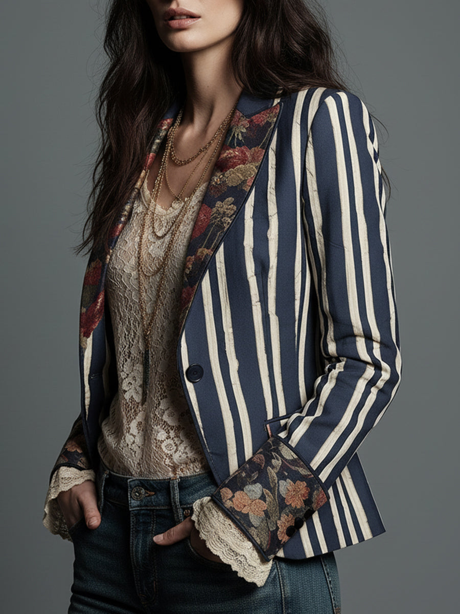 Willa London™ | Bohemian Floral Stripe Blazer