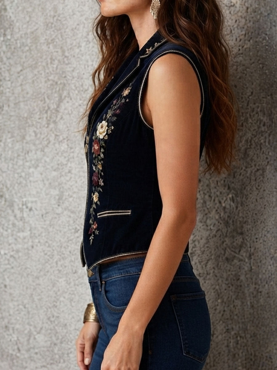 Willa London™ | Velvet Floral Boho Waistcoat