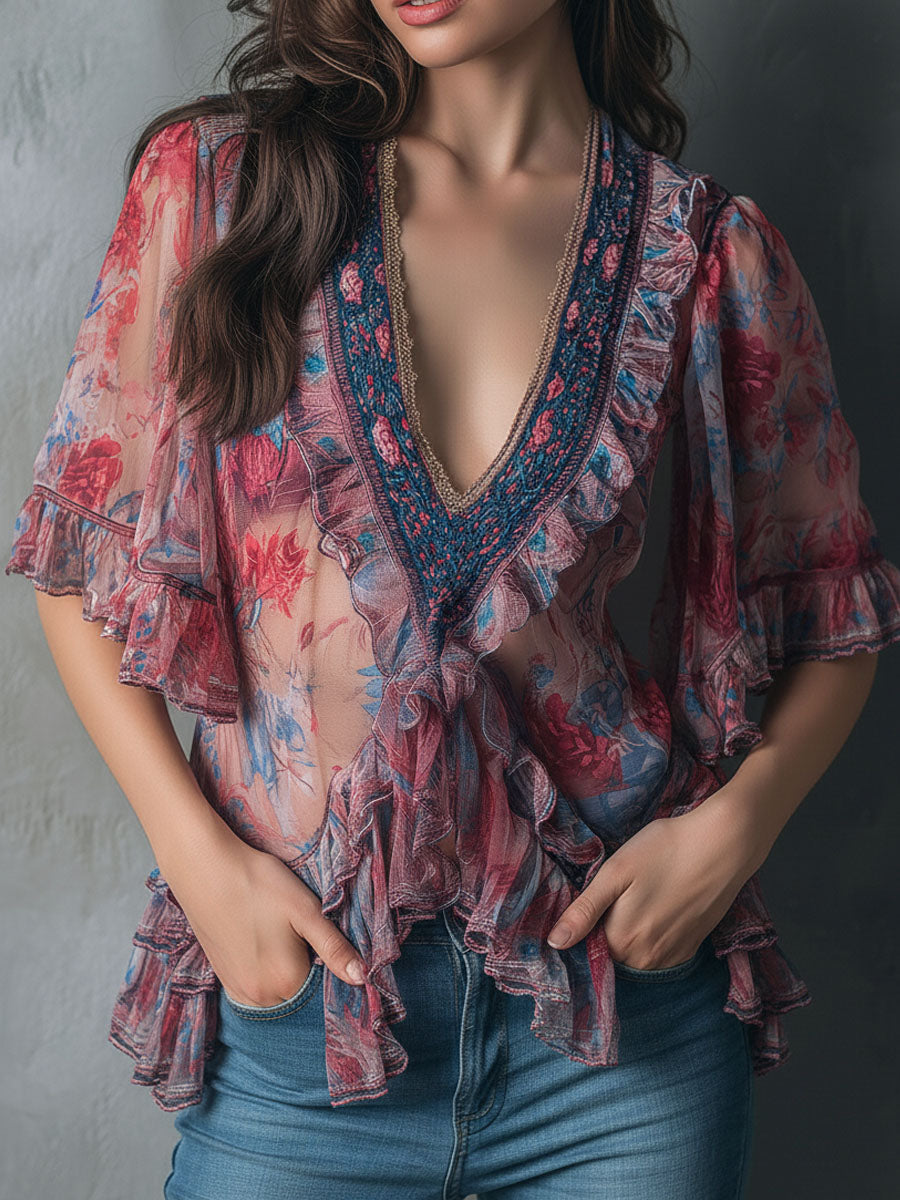 Willa London™ | Ethereal Blossom Ruffle Blouse