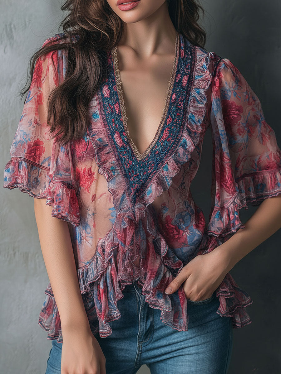 Willa London™ | Ethereal Blossom Ruffle Blouse