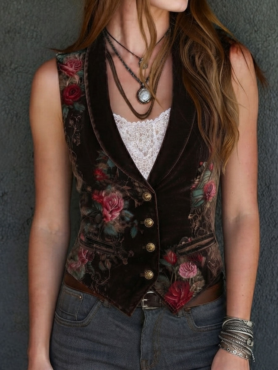Willa London™ | Vintage Velvet Floral Waistcoat