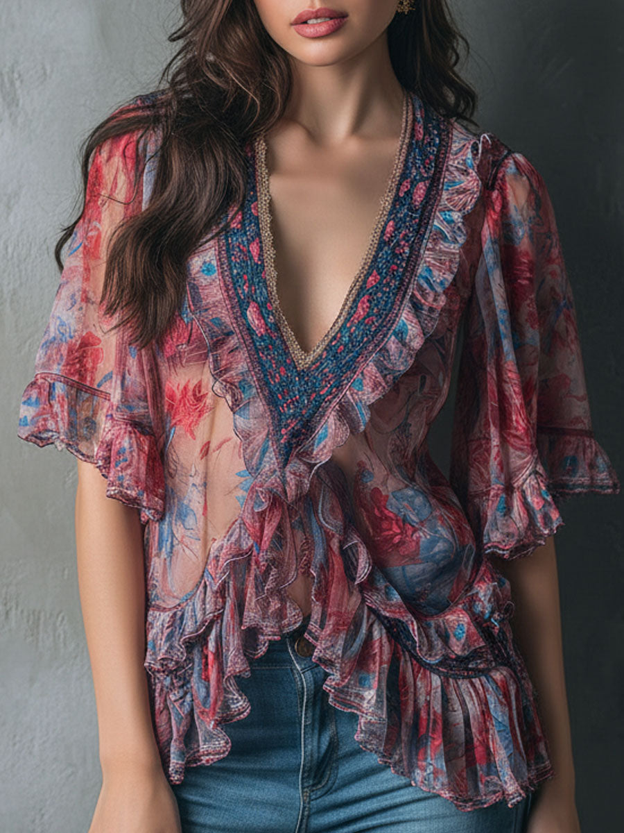 Willa London™ | Ethereal Blossom Ruffle Blouse