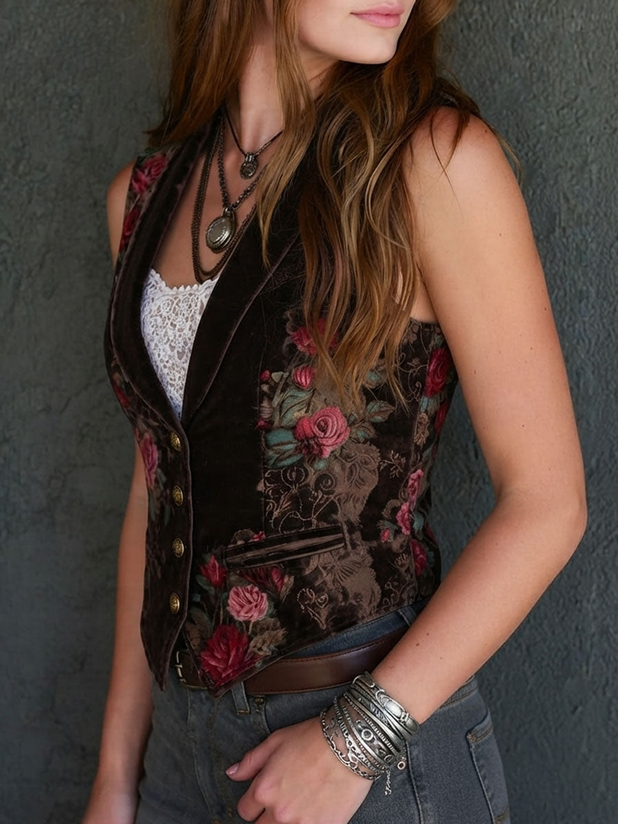 Willa London™ | Vintage Velvet Floral Waistcoat