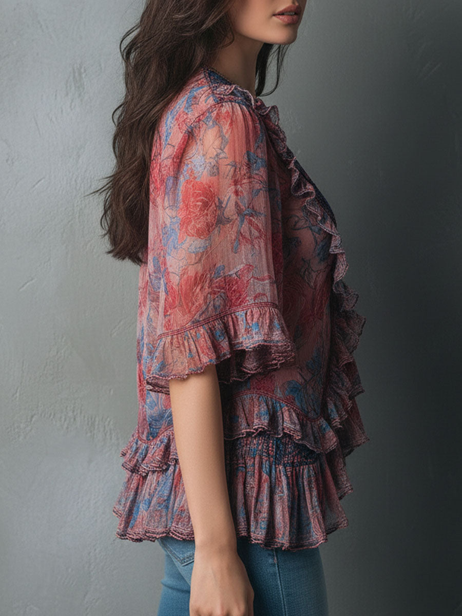 Willa London™ | Ethereal Blossom Ruffle Blouse
