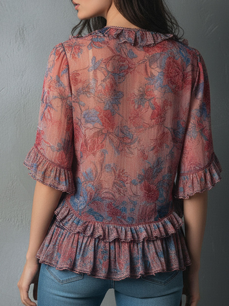 Willa London™ | Ethereal Blossom Ruffle Blouse