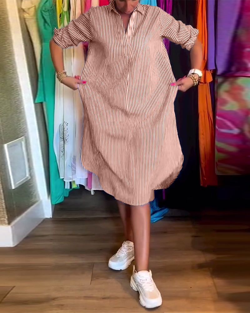 Willa London™ | Striped Elegance Shirt Dress