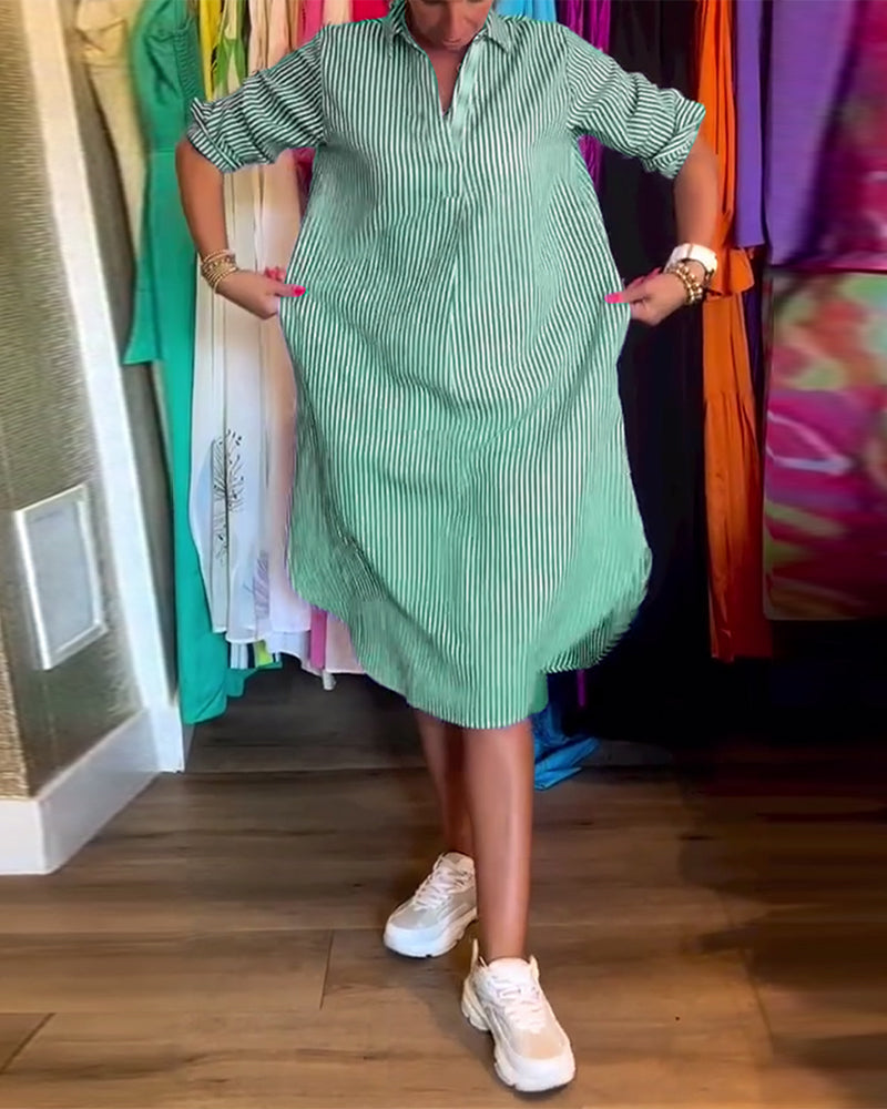 Willa London™ | Striped Elegance Shirt Dress