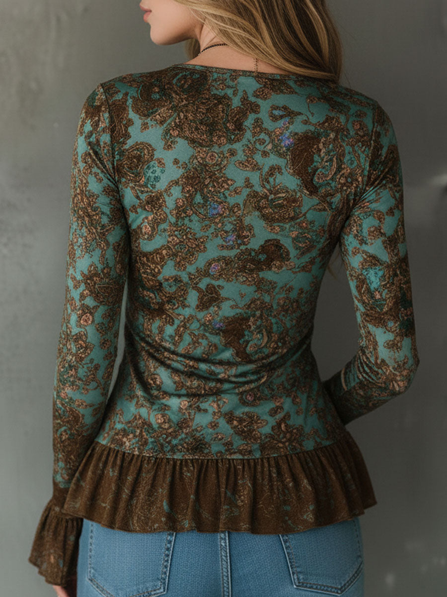 Willa London™ | Sage Blossom Ruffle Blouse