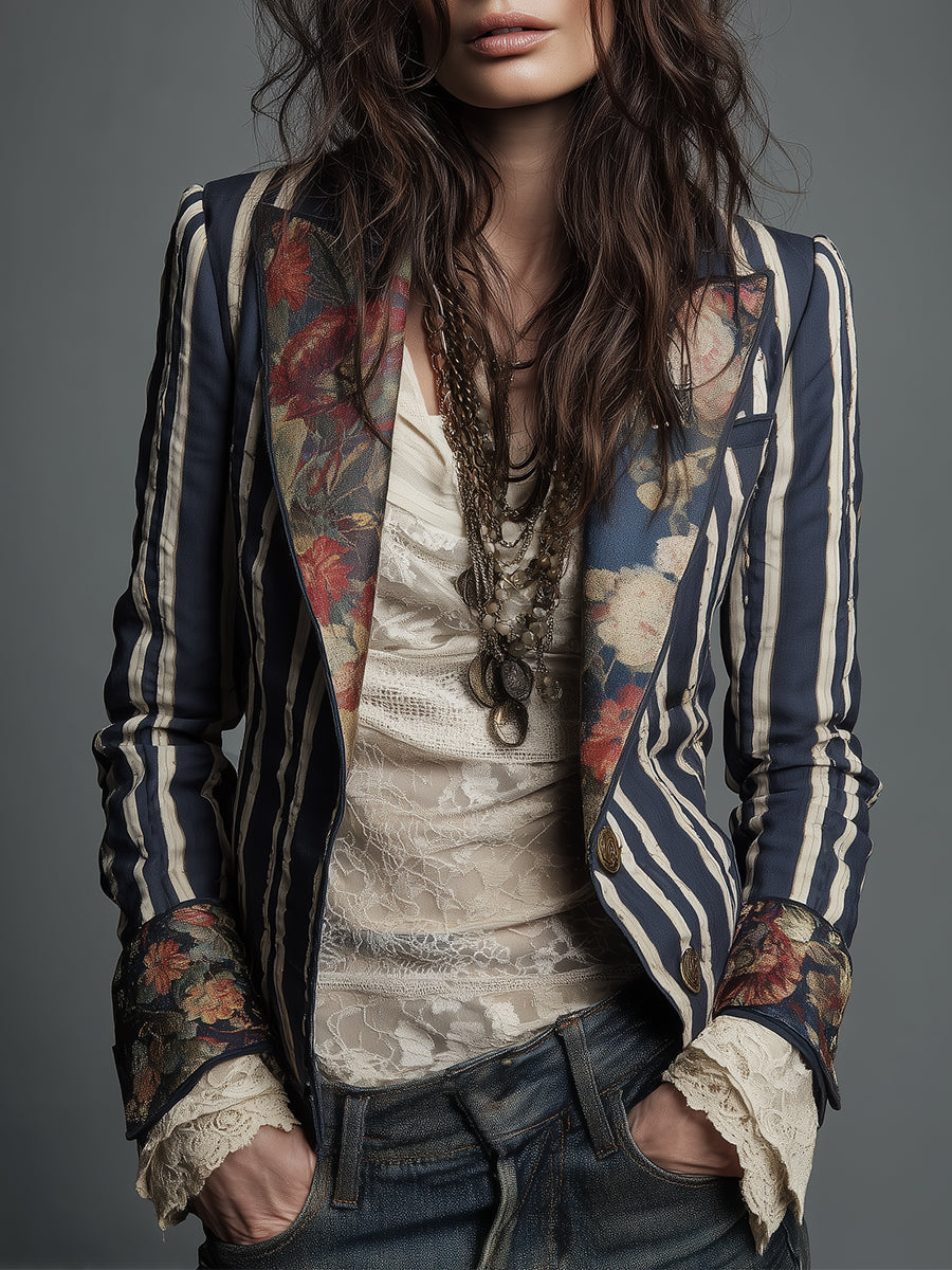 Willa London™ | Bohemian Floral Stripe Blazer