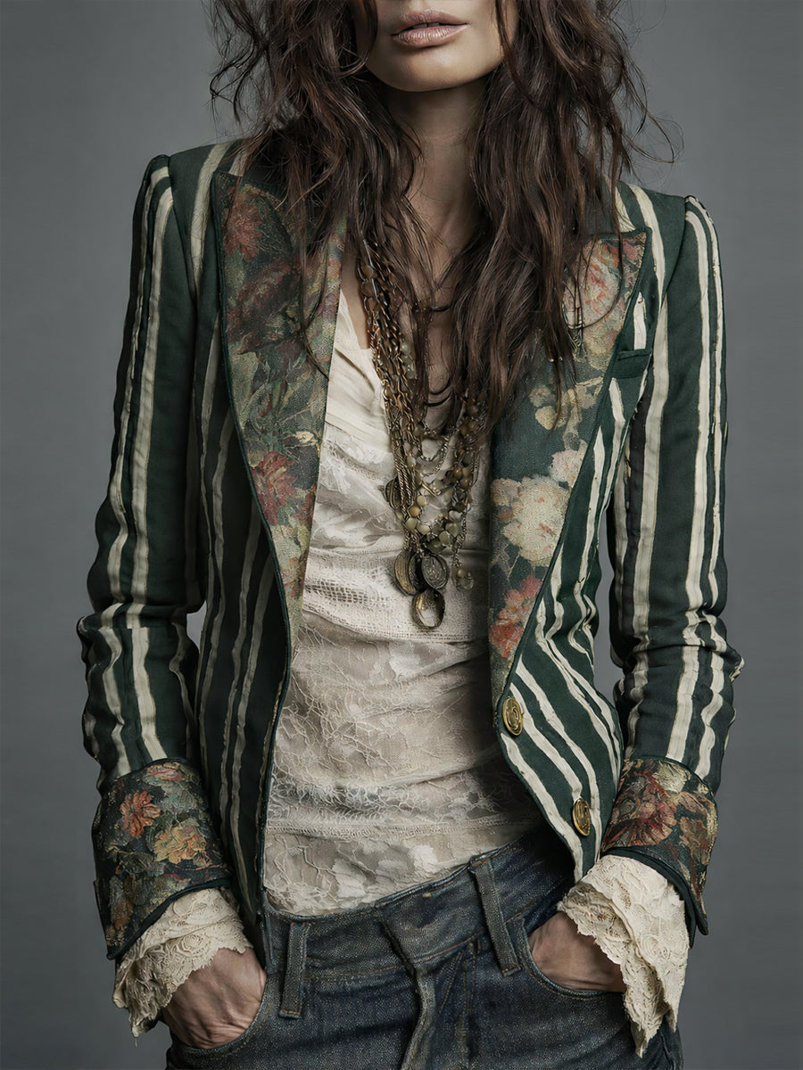 Willa London™ | Bohemian Floral Stripe Blazer