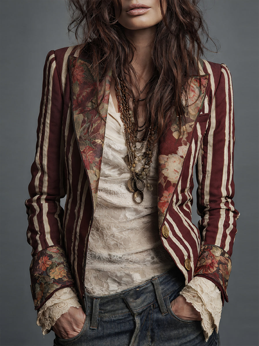 Willa London™ | Bohemian Floral Stripe Blazer