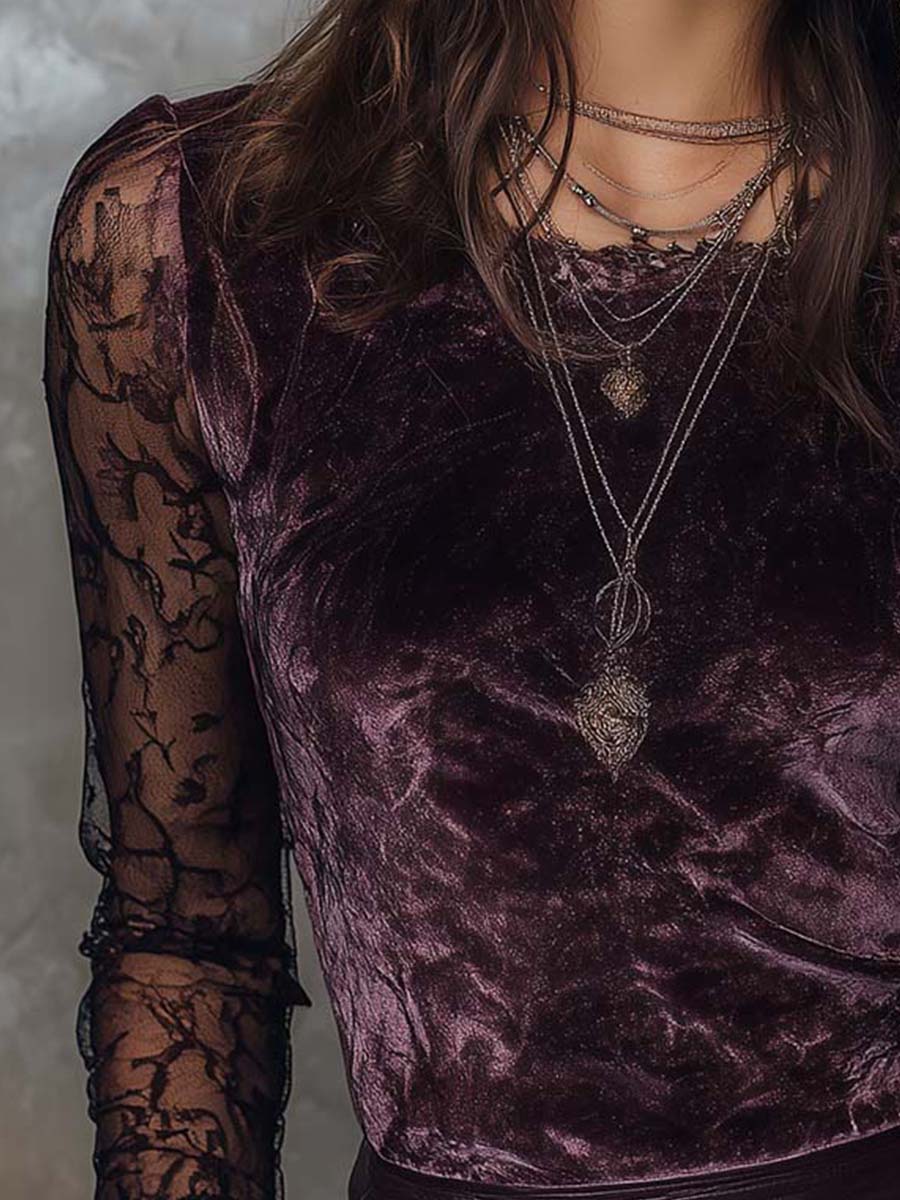 Willa London™ | Midnight Velvet Lace Top