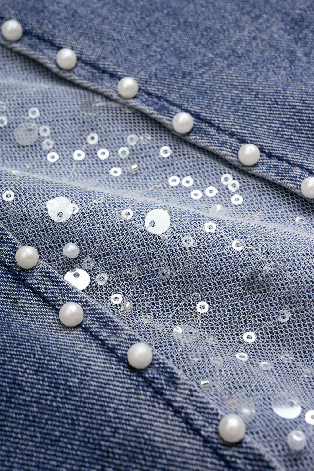 Willa London™ | Asymmetrical Rhinestone Denim Trousers