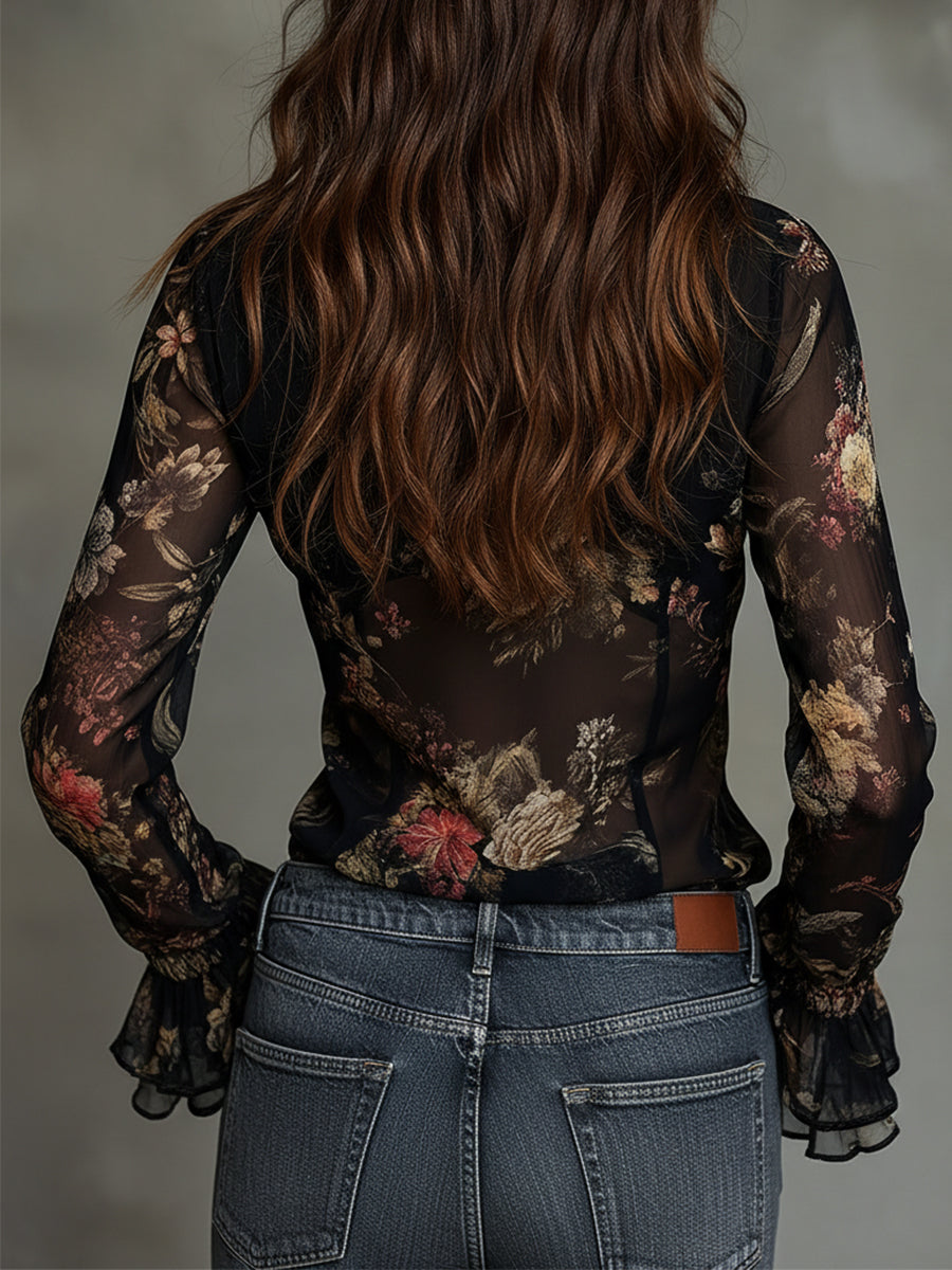 Willa London™ | Vintage Charm Chiffon Blouse