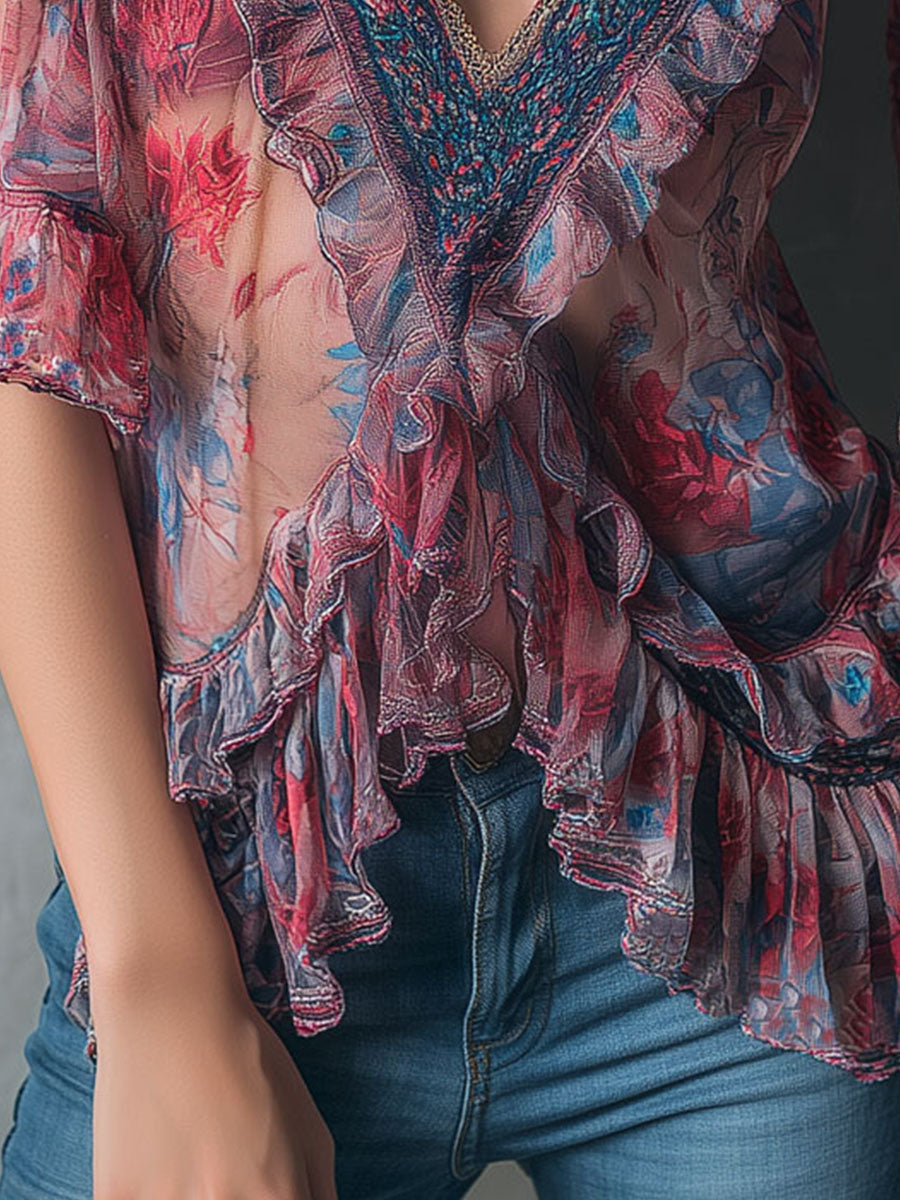 Willa London™ | Ethereal Blossom Ruffle Blouse