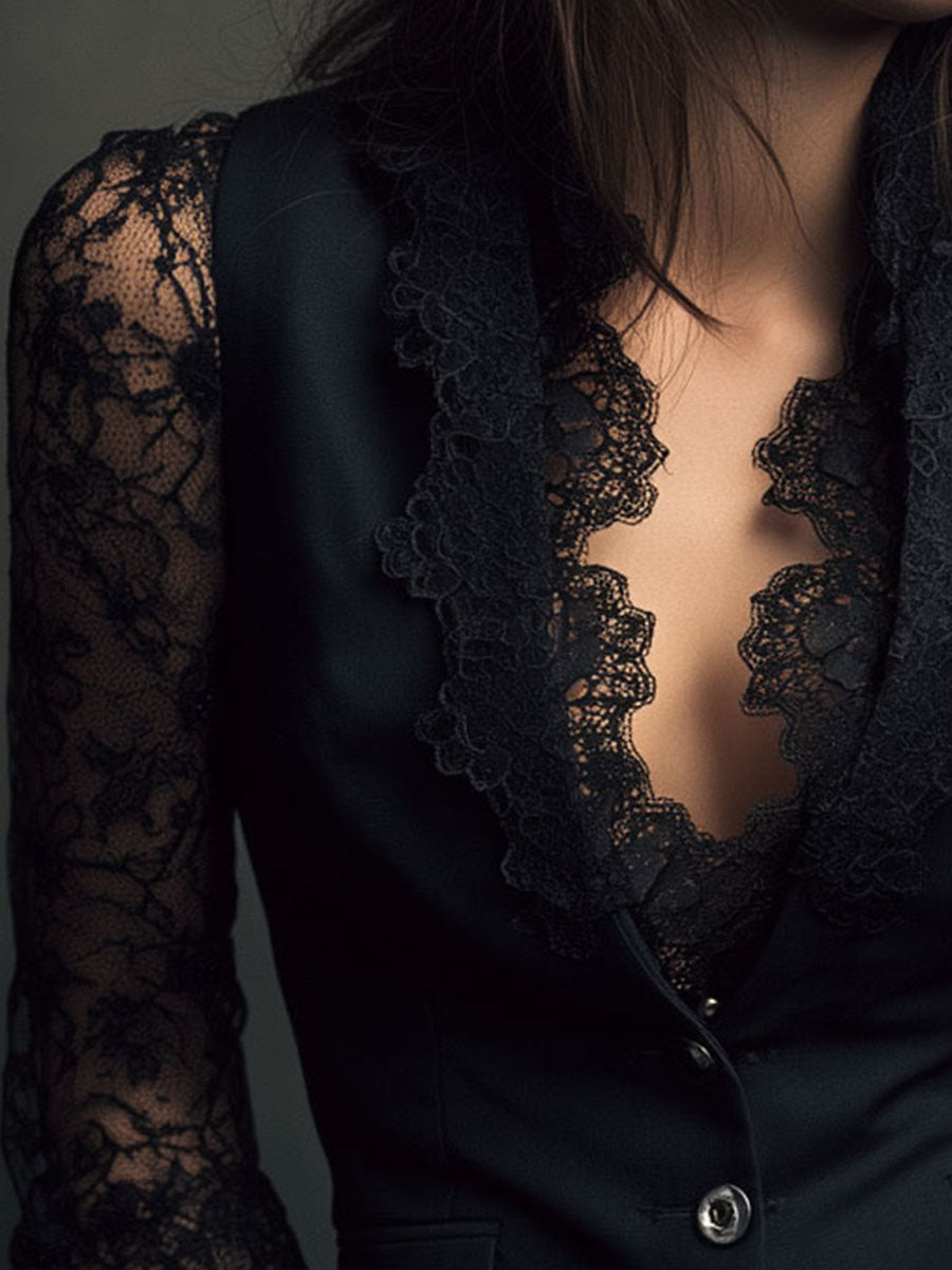Willa London™ | Lace Elegance Blazer Top