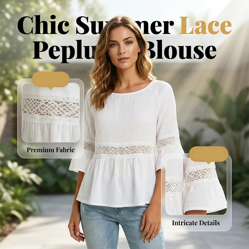Willa London™ | Lace Trim Basque Blouse