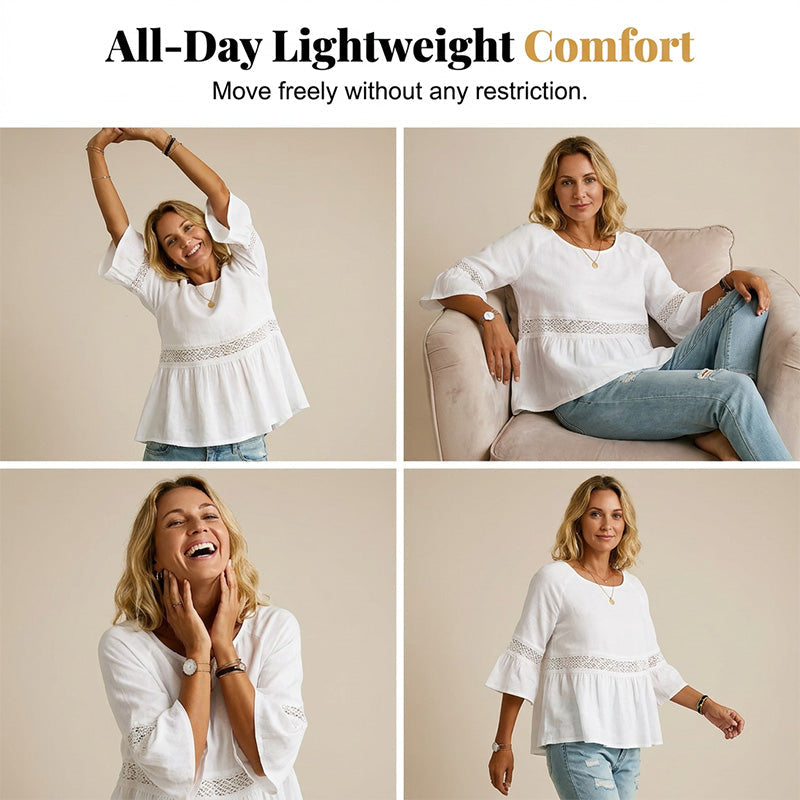 Willa London™ | Lace Trim Basque Blouse