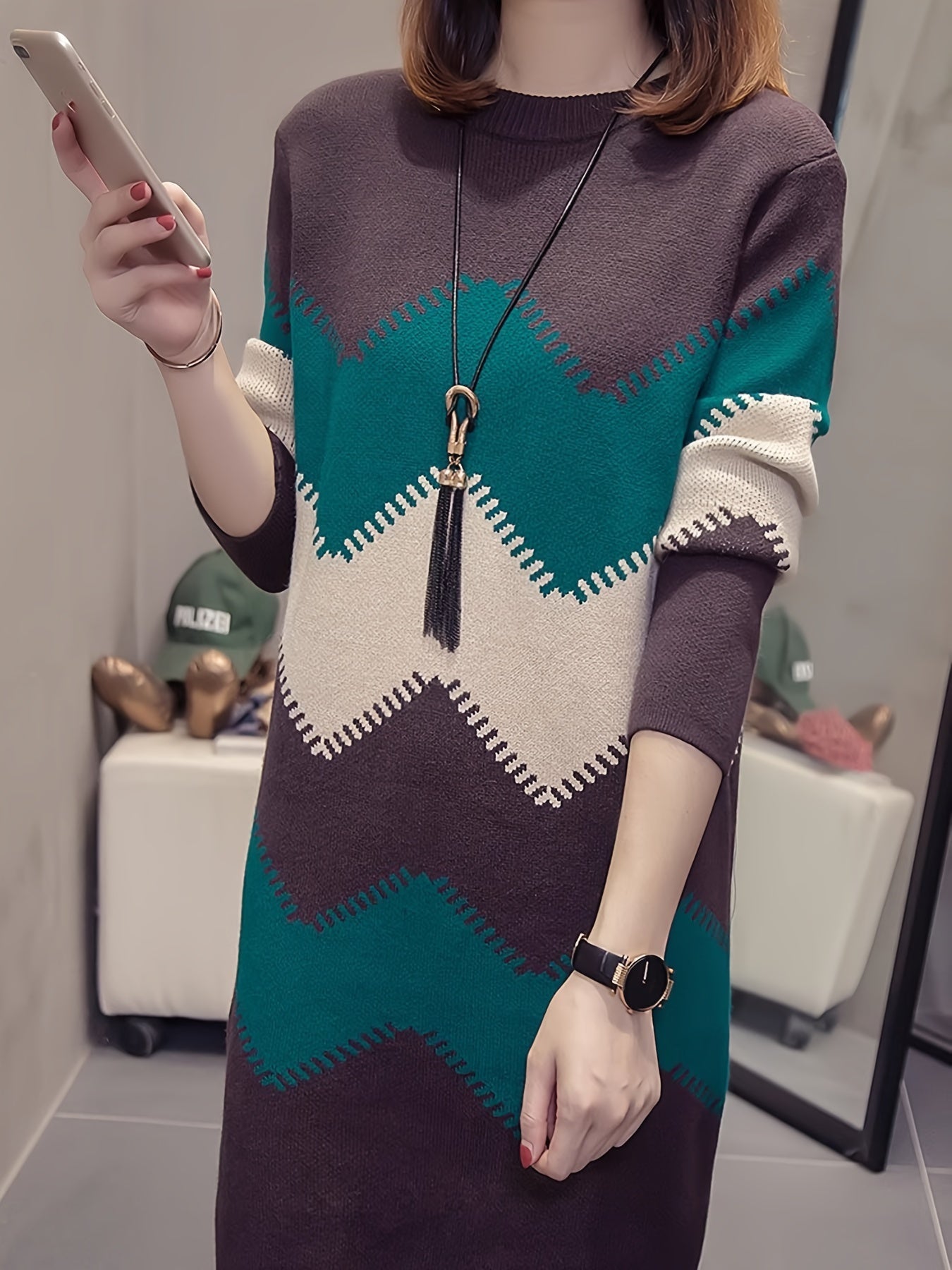 Willa London™ | Mirabelle Chic Colourblock Knit Dress