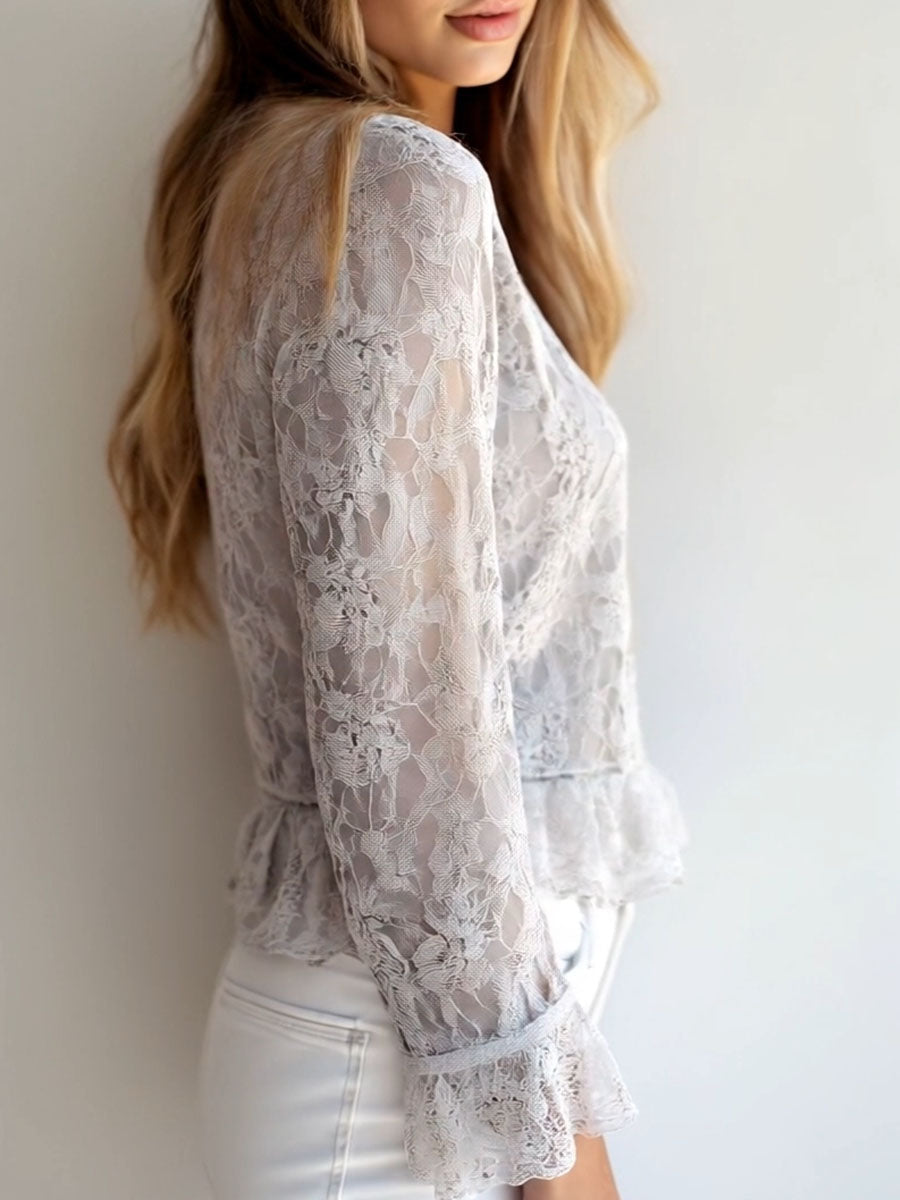 Willa London™ | Lace Elegance V-Neck Shirt
