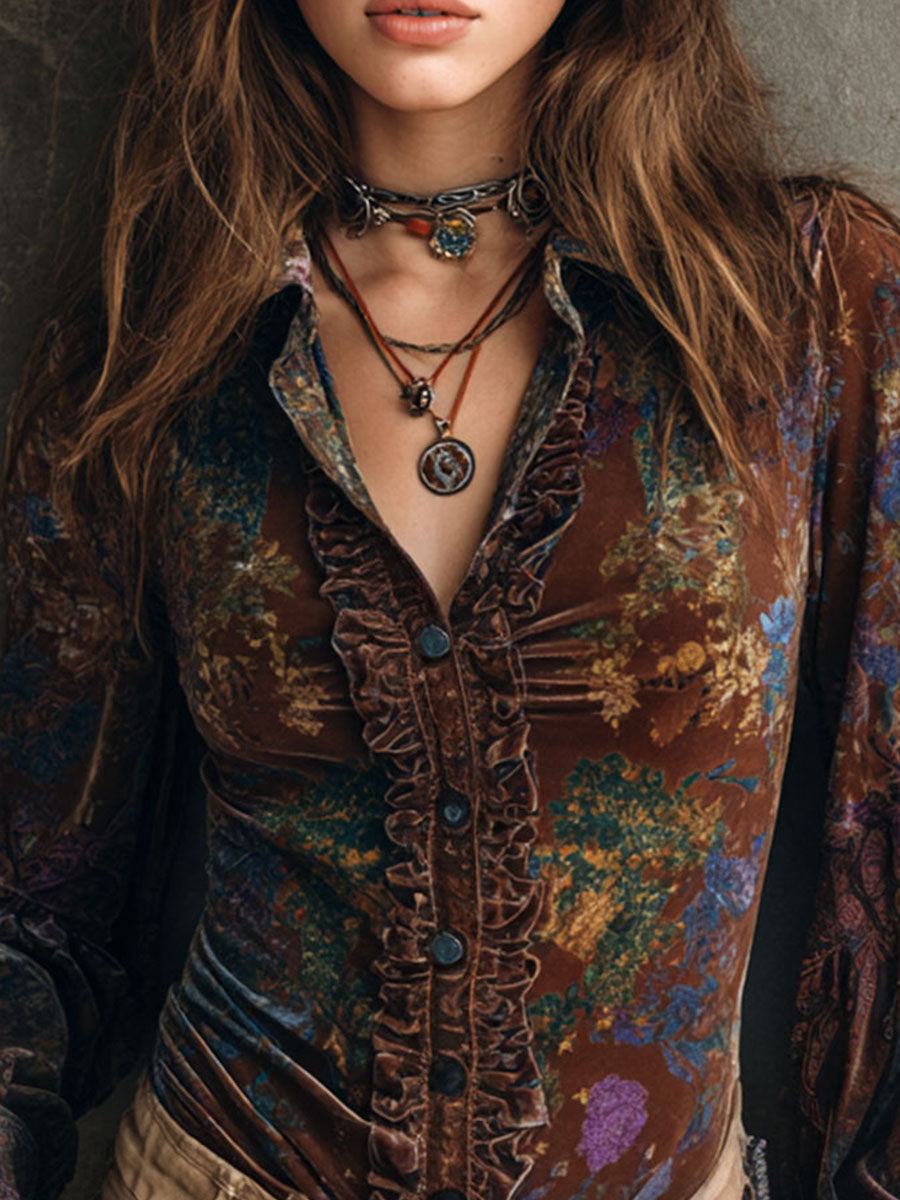 Willa London™ | Velvet Boho Blossom Blouse
