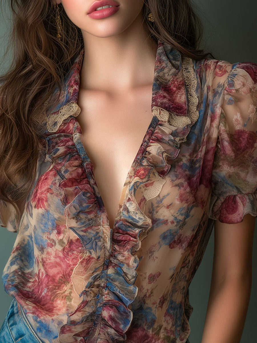 Willa London™ | Enchanted Floral Ruffle Blouse