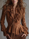 Willa London™ | Caramel Ruffle Lace Blouse
