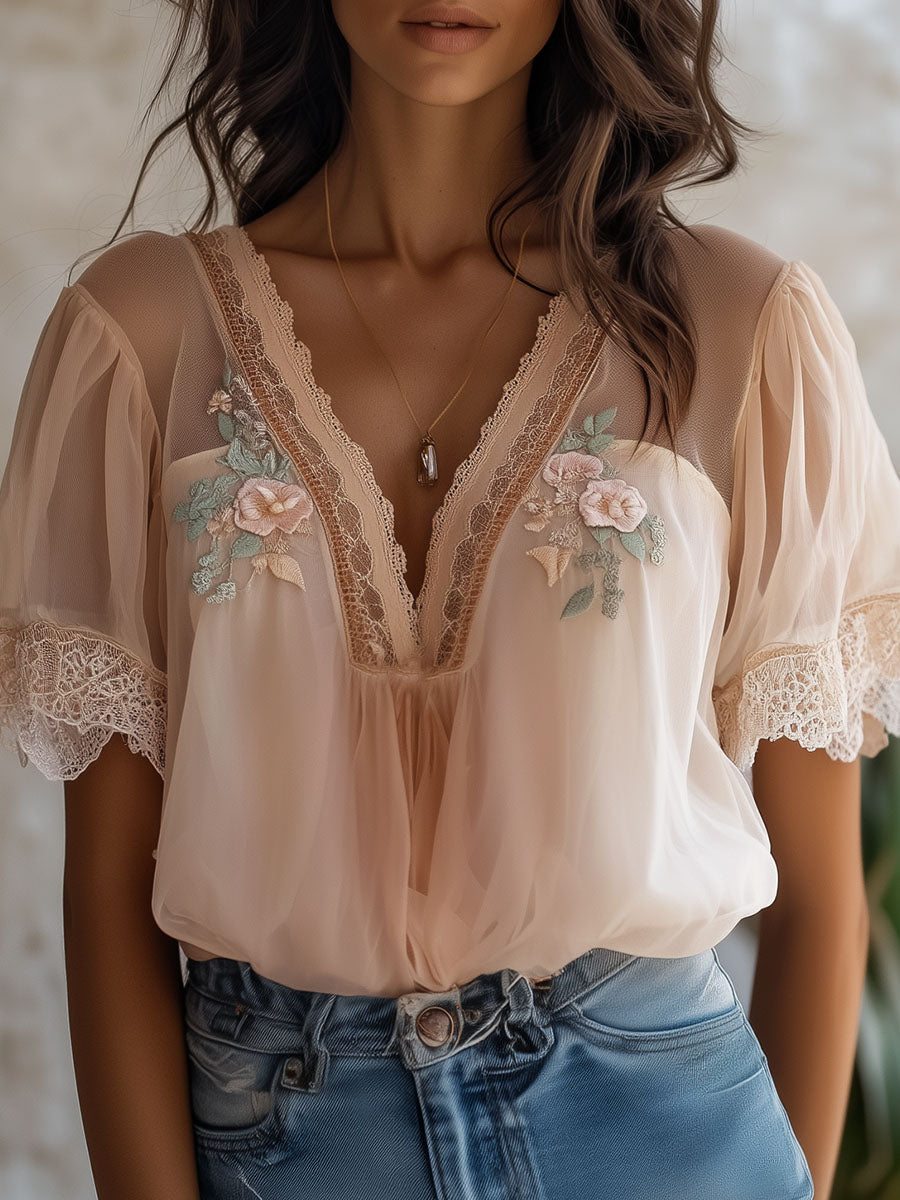 Willa London™ | Bohemian Blossom Chiffon Blouse