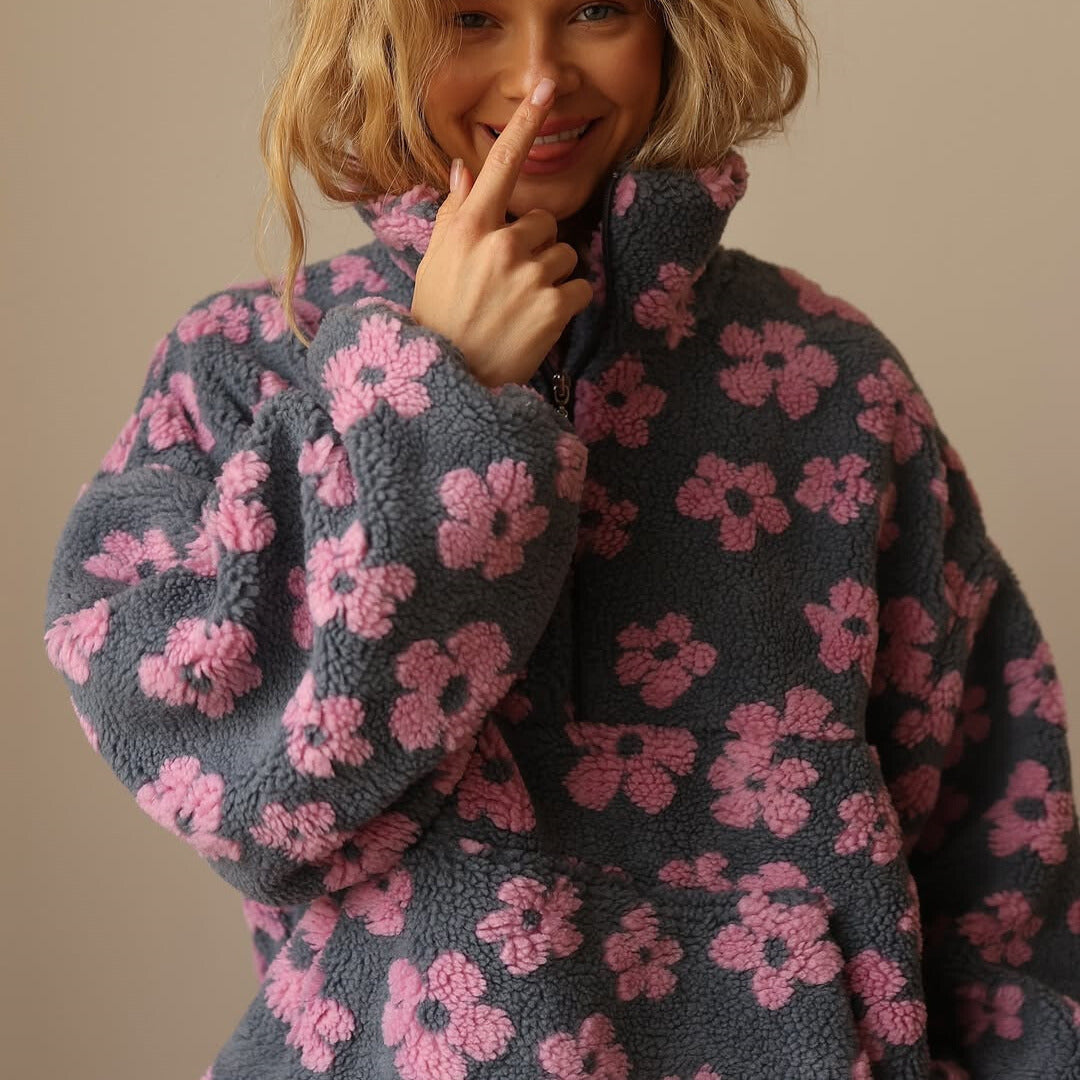 Willa London™ | Bohemian Blossom Oversized Sherpa Sweatshirt