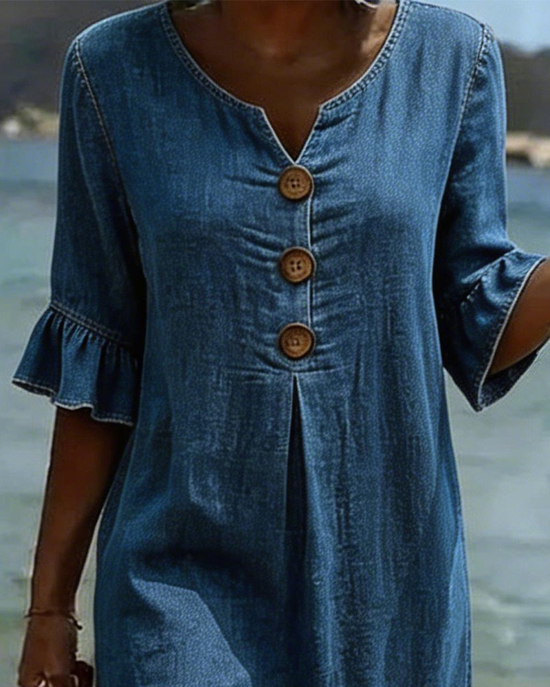 Willa London™ | Serene Denim A-Line Dress