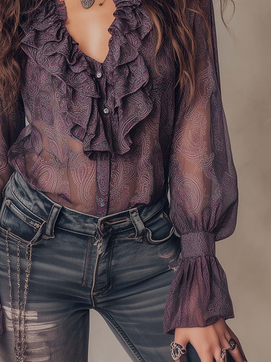 Willa London™ | Vintage Charm Chiffon Blouse