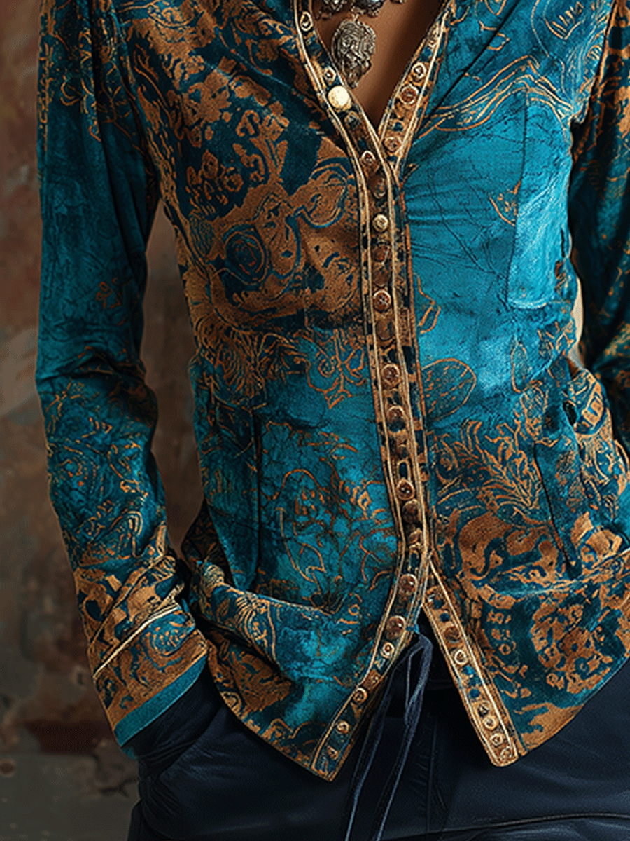 Willa London™ | Velvet Peacock Elegance Blouse