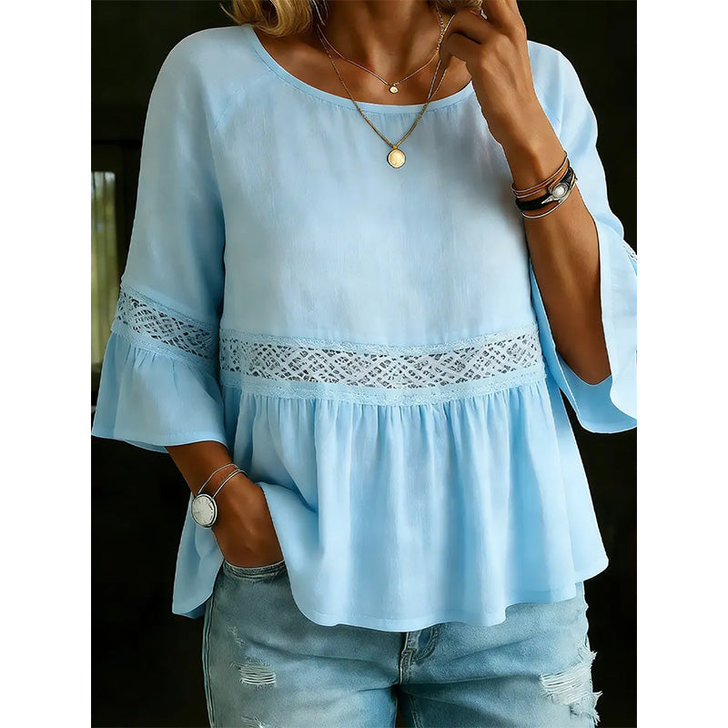 Willa London™ | Lace Trim Basque Blouse