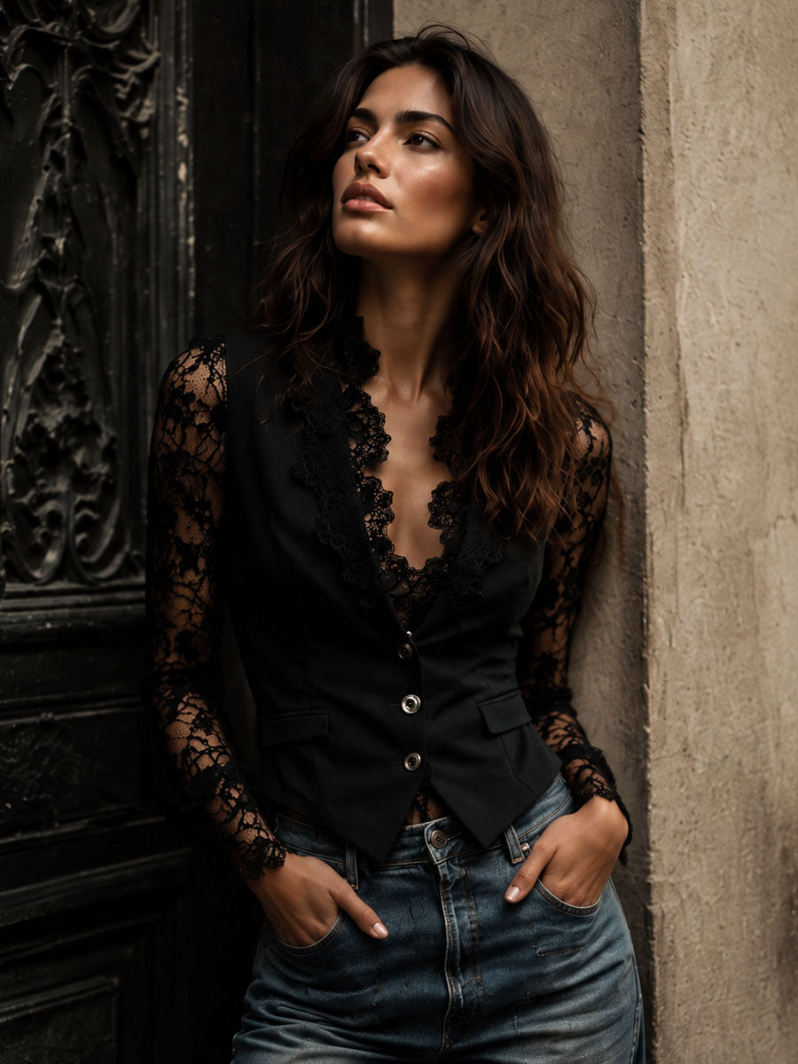 Willa London™ | Lace Elegance Blazer Top