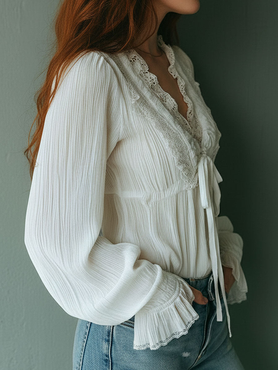 Willa London™ | Ethereal Lace Tie Blouse