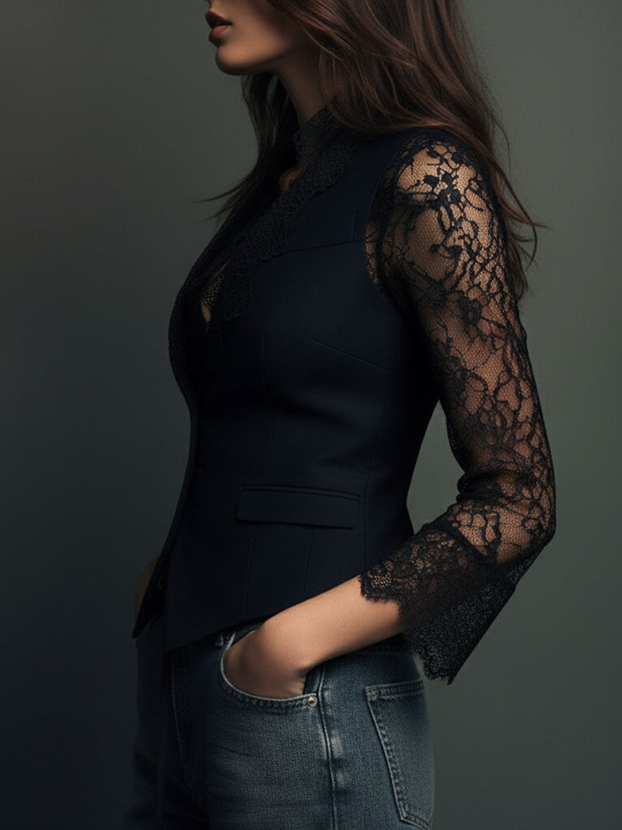 Willa London™ | Lace Elegance Blazer Top