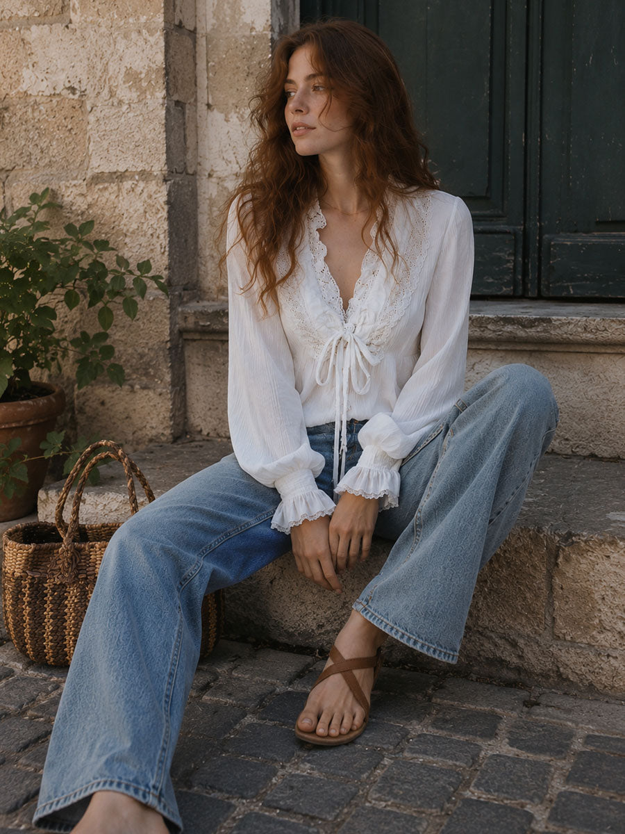 Willa London™ | Ethereal Lace Tie Blouse