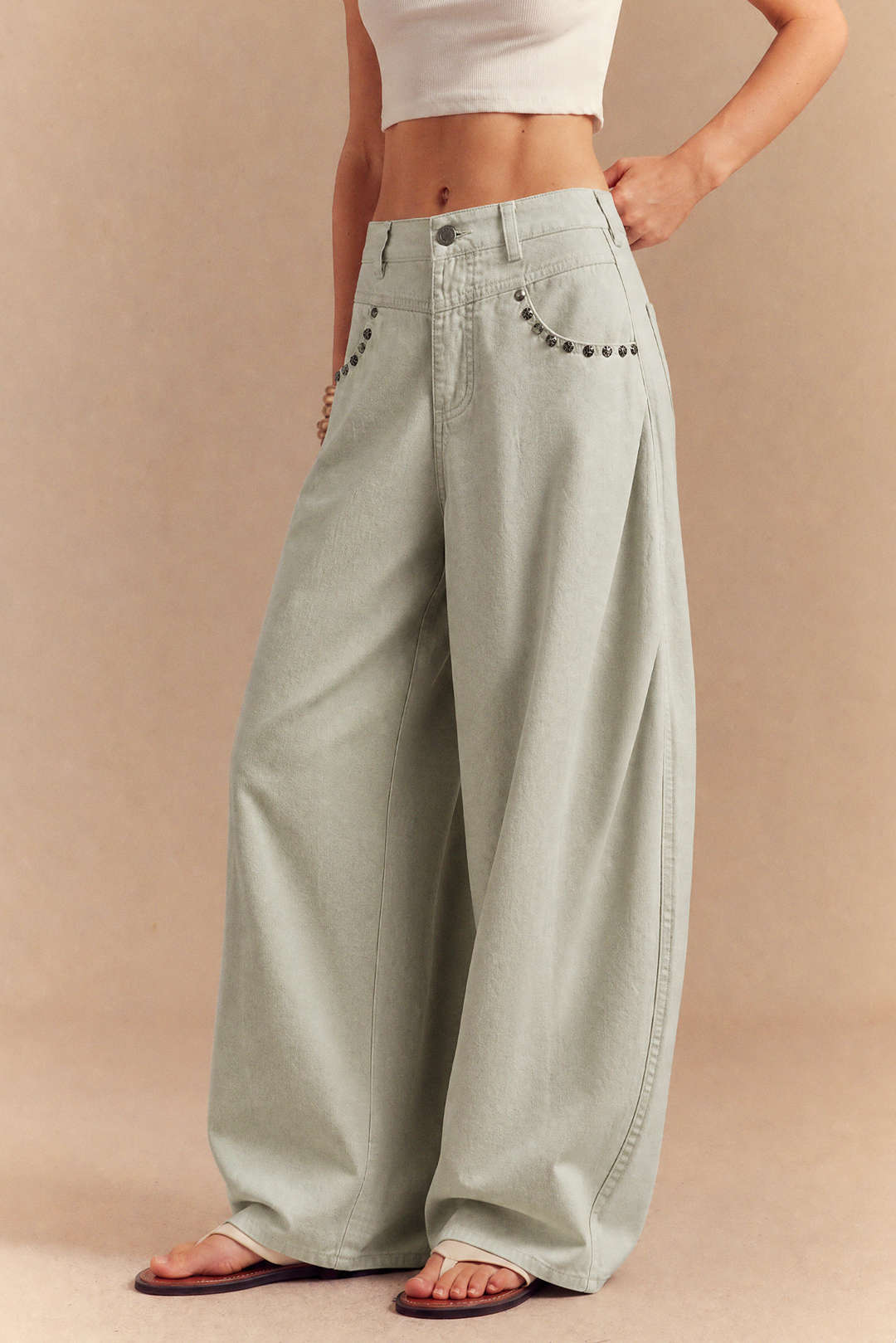 Willa London™ | Luxe Rivet Wide Leg Jeans