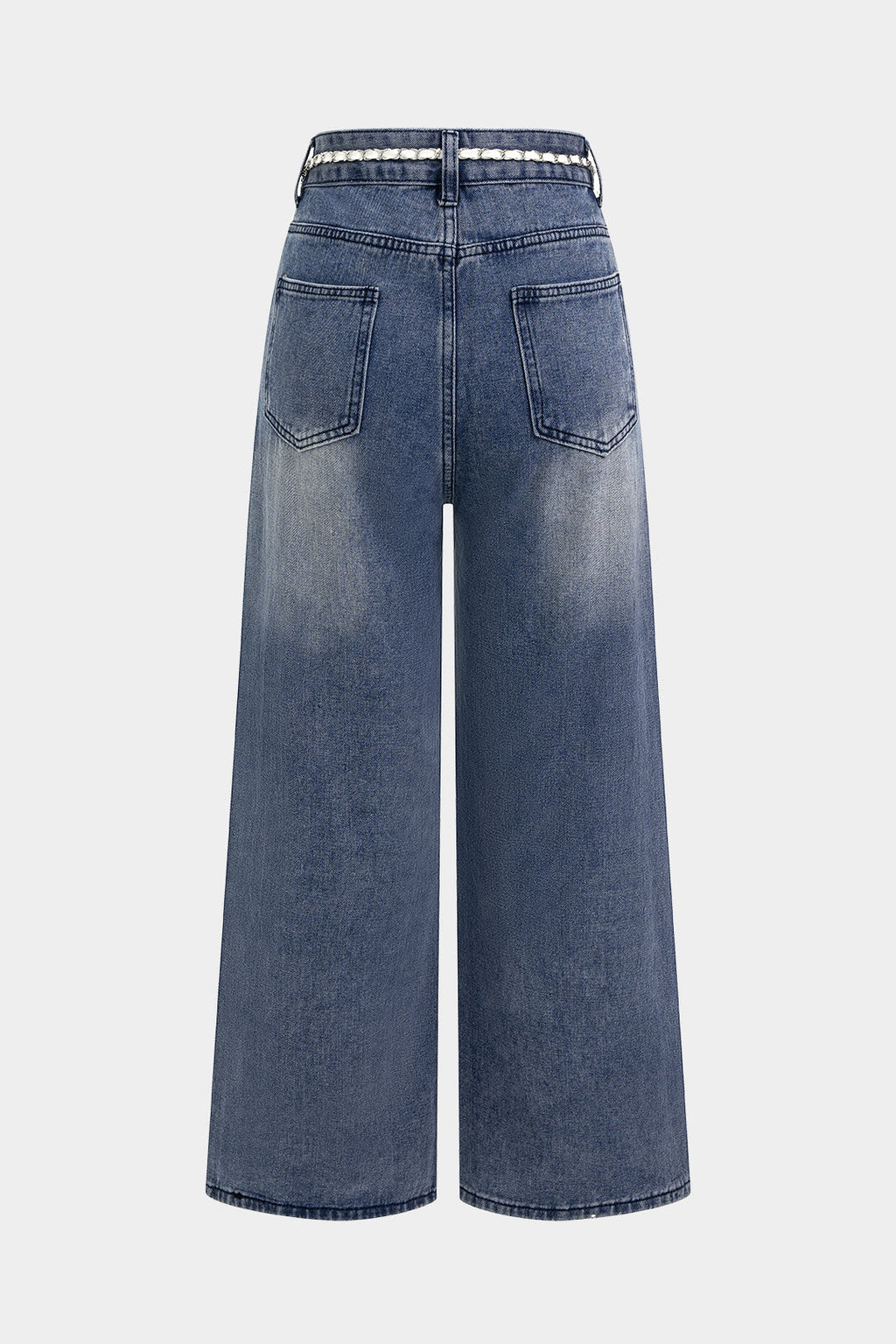Willa London™ | Asymmetrical Rhinestone Denim Trousers