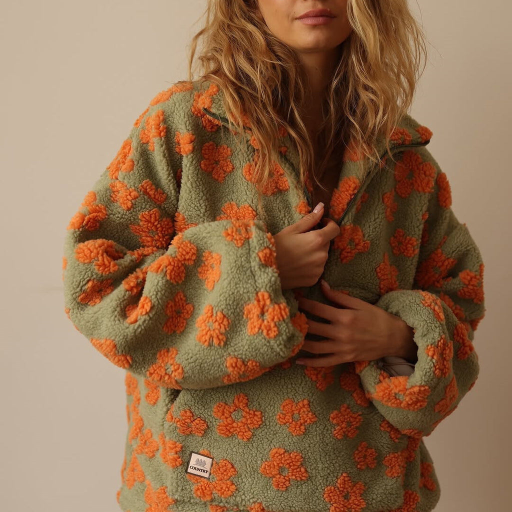 Willa London™ | Bohemian Blossom Oversized Sherpa Sweatshirt