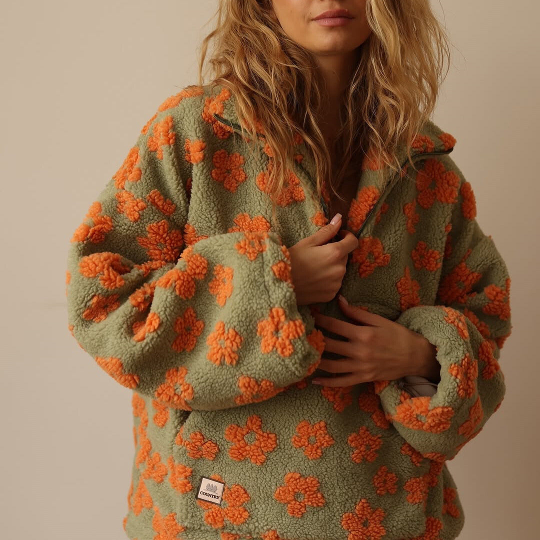 Willa London™ | Bohemian Blossom Oversized Sherpa Sweatshirt