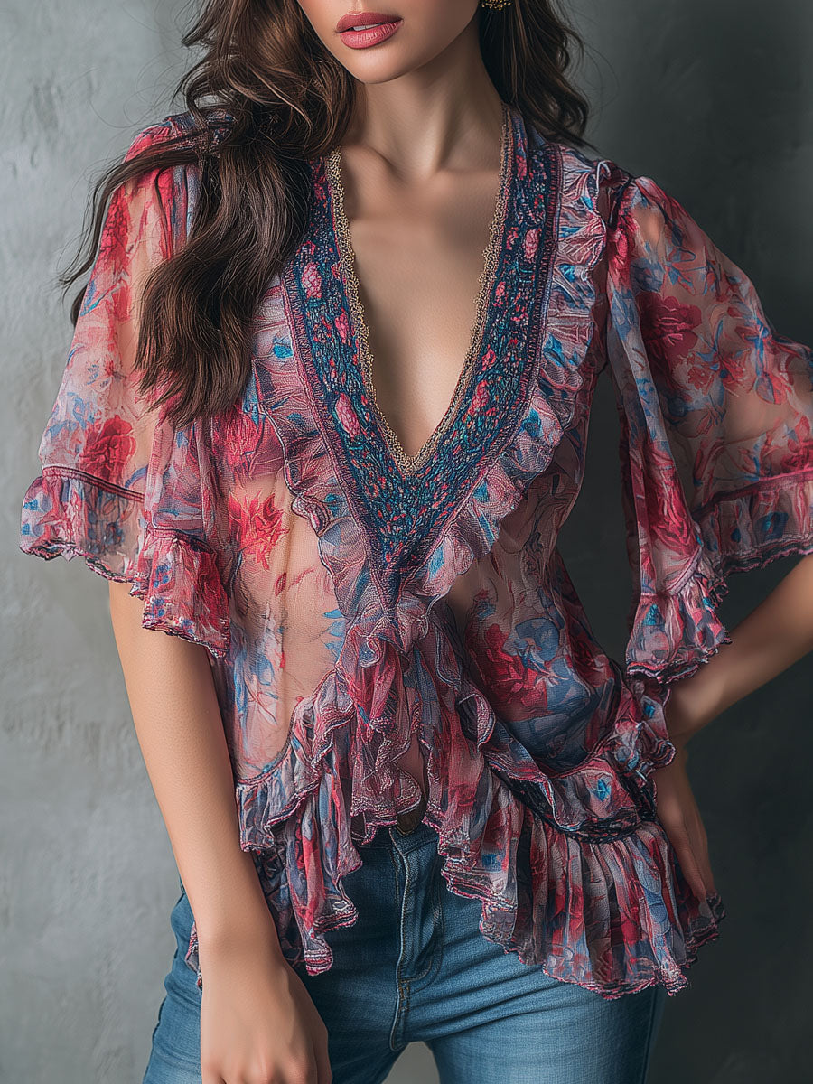Willa London™ | Ethereal Blossom Ruffle Blouse